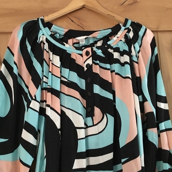 Diane Von Furstenberg Silk Tunic Dress Multicolored Size 4 Abstract 70’s Retro - Picture 2 of 6